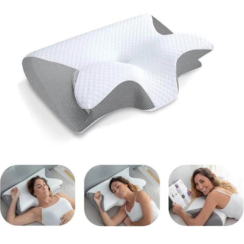 Memory Foam Pillow, 2 In 1 Ergonomic Contour Orthopaedic Pillow For Neck Pain, Contoured Support Pillows.